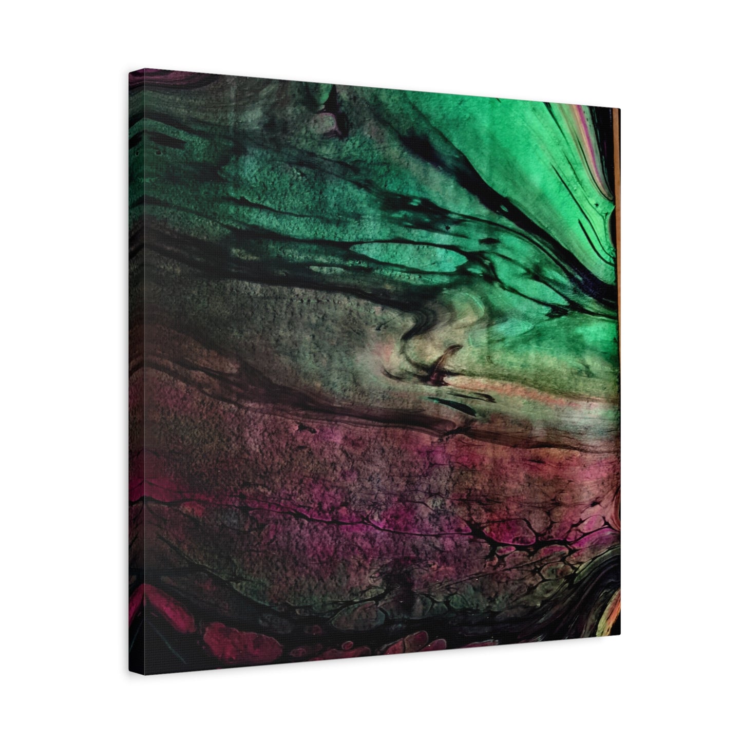 flame tempered pour - Abstract Teal & Magenta Canvas Wall Art — Matte Stretched 1.25"