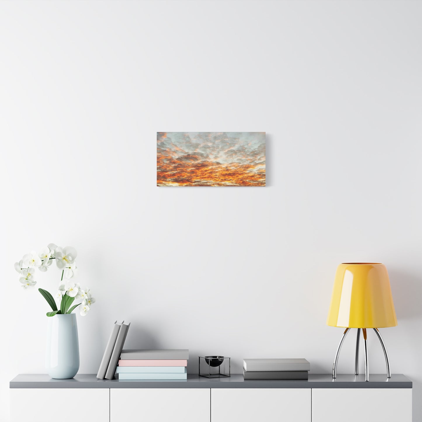 Sunset Sky Canvas Print — Orange Cloudscape Matte Stretched Wall Art