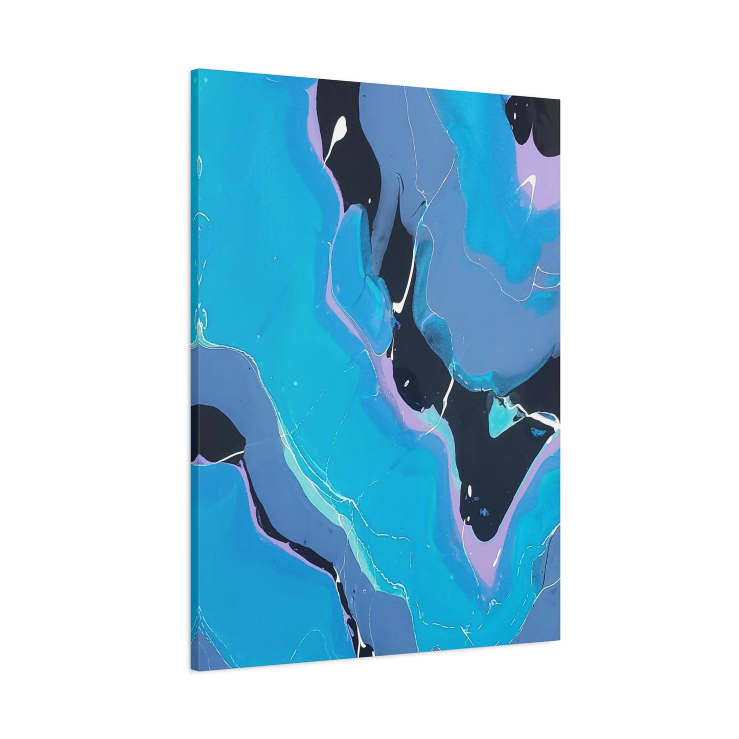 Abstract Blue Fluid Art Canvas Print — Matte Stretched Wall Art 1.25"