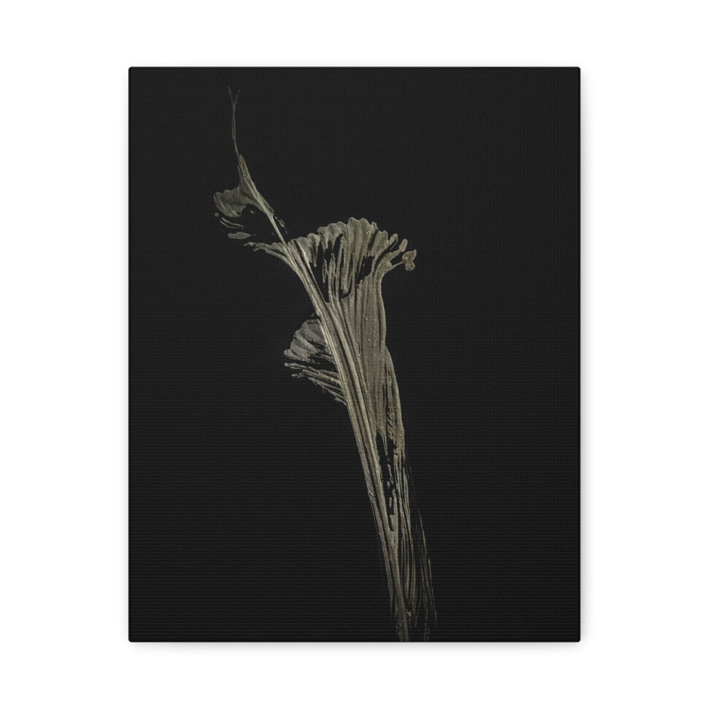 Calla Lilly - Minimalist Botanical Canvas Print — Monochrome Flower Art on Black Matte
