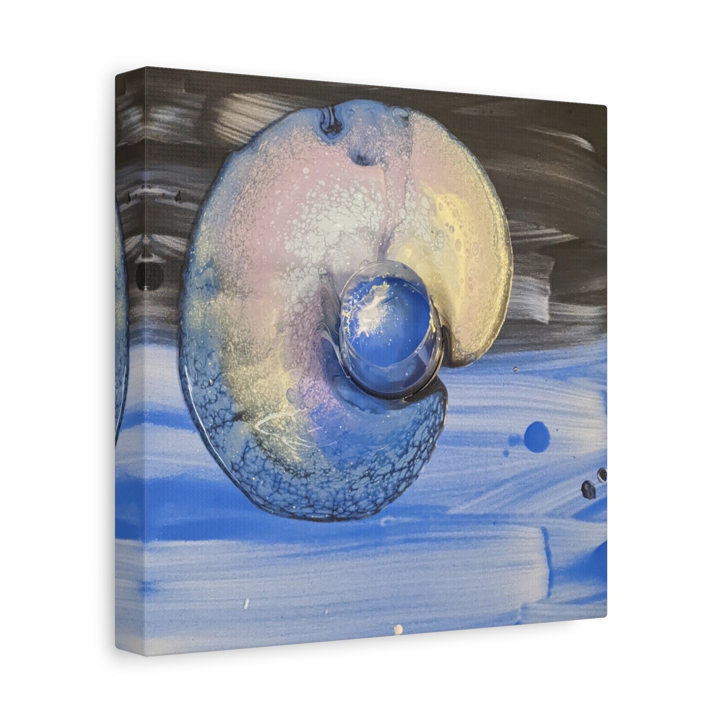 the nautilus - Abstract Blue Spiral Matte Canvas Art - Nautical Coastal Wall Decor
