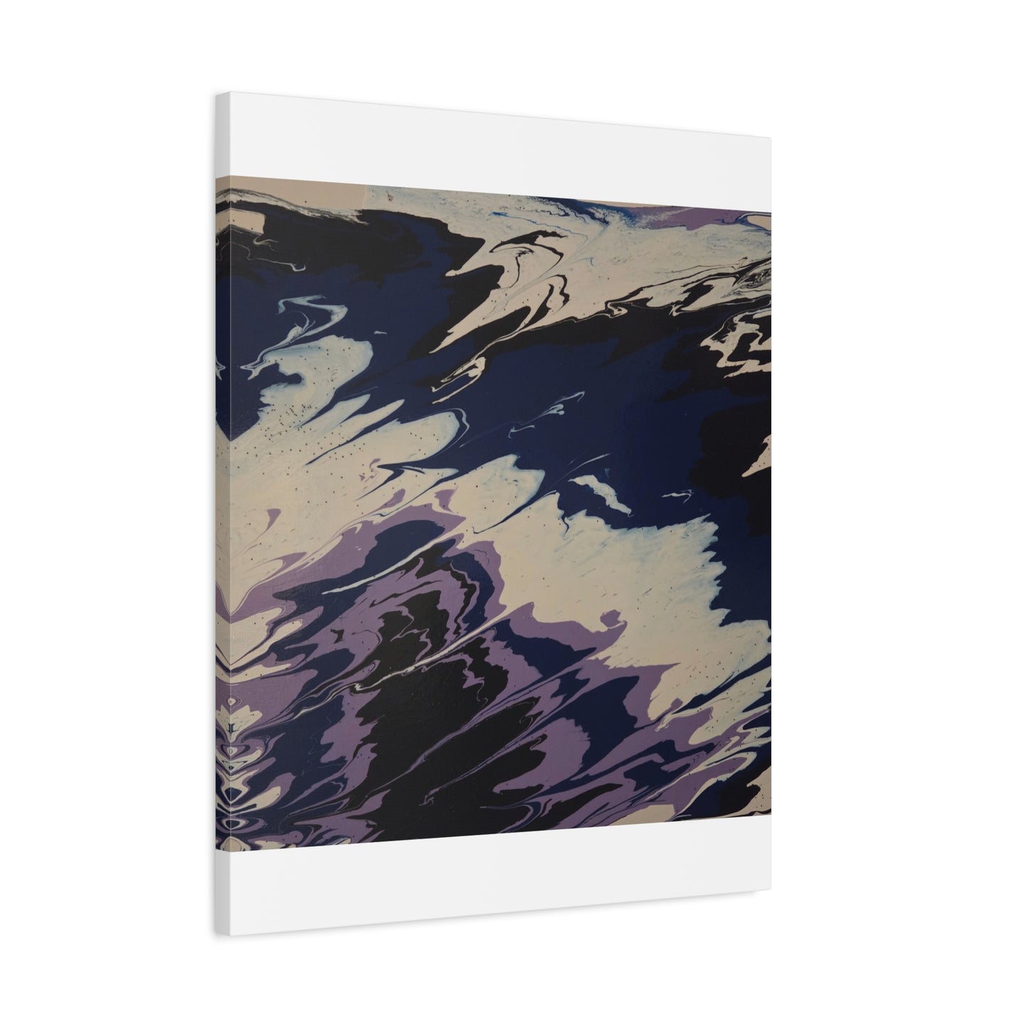 Abstract Navy & Lavender Wave Matte Stretched Canvas (1.25")