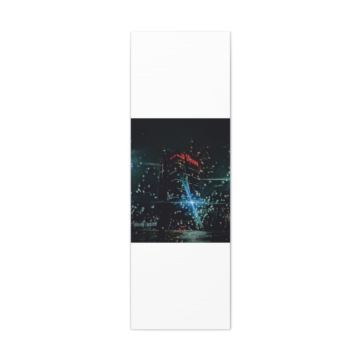 matrix @night Canvas Print — Moody Rainy Urban Wall Art (Matte Stretched)
