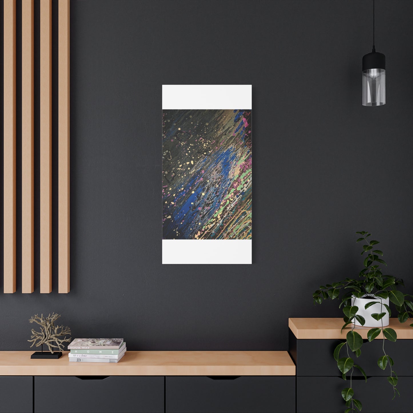 Abstract Splatter Matte Canvas Print — Colorful Fluid Art Wall Decor, Stretched 1.25"