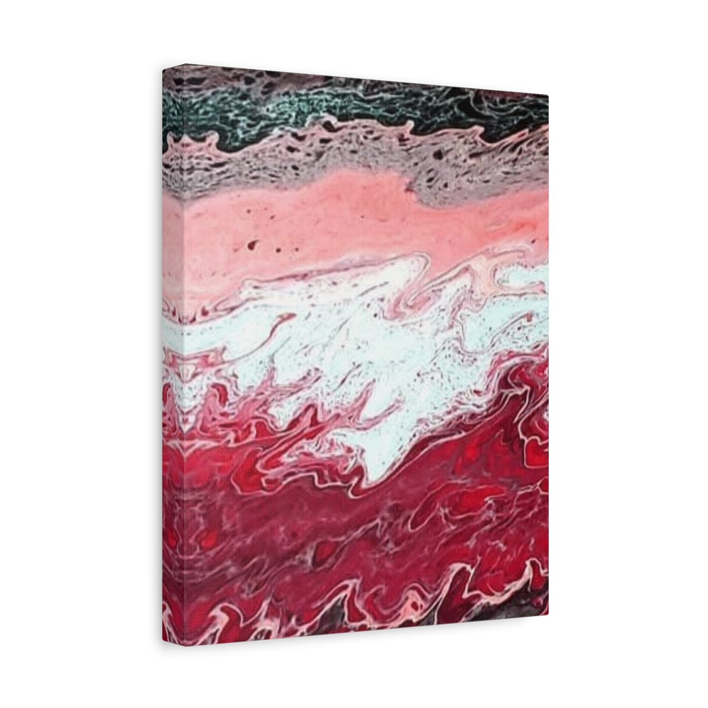 Abstract Pink & Red Fluid Art Canvas — Matte Stretched Wall Art
