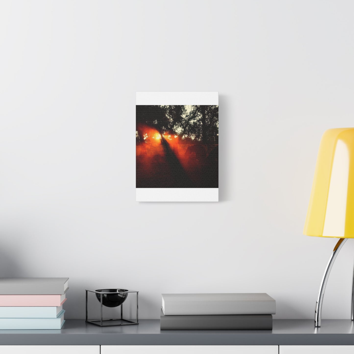 Sunset Forest Matte Canvas Wall Art — Dramatic Orange Light Photography