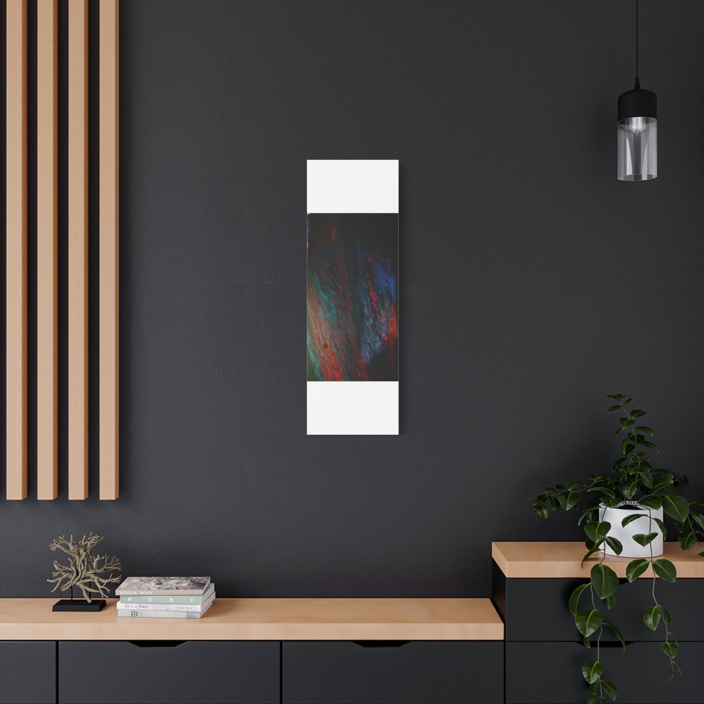 Abstract Fluid Art Canvas Wall Art - Jupiter pour — Vibrant Ocean Night Matte Stretched Canvas