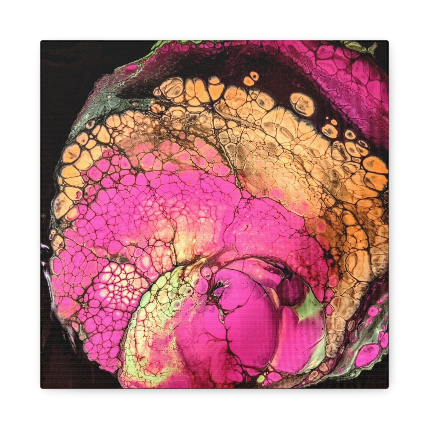 Abstract Pink & Gold Fluid Art Canvas