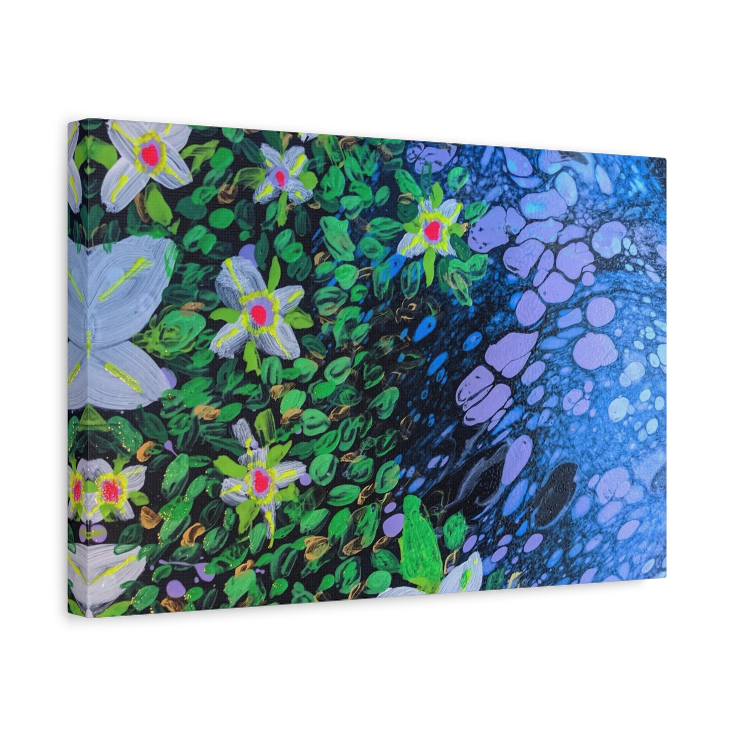 Floetrol&Flowers -  Reef Matte Canvas Wall Art — Blue & Green Abstract Flower Painting