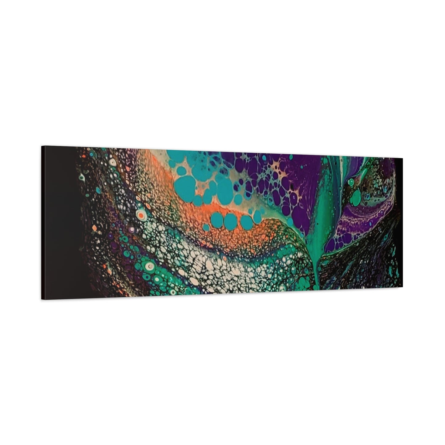 Abstract Fluid Art Canvas Print — Teal, Purple & Gold Swirl Matte Stretched Wall Art