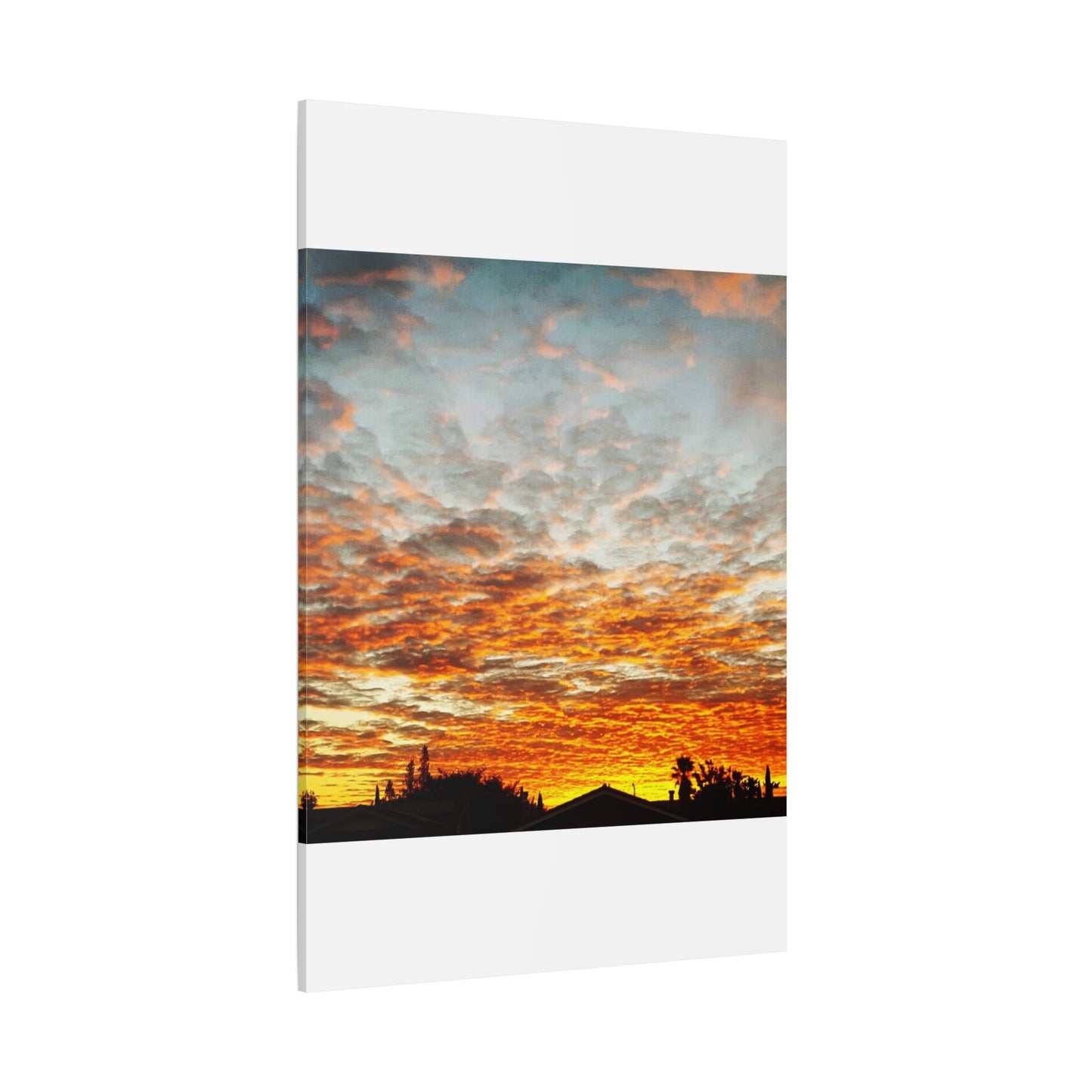 Sunset Sky Canvas Print — Orange Cloudscape Matte Stretched Wall Art