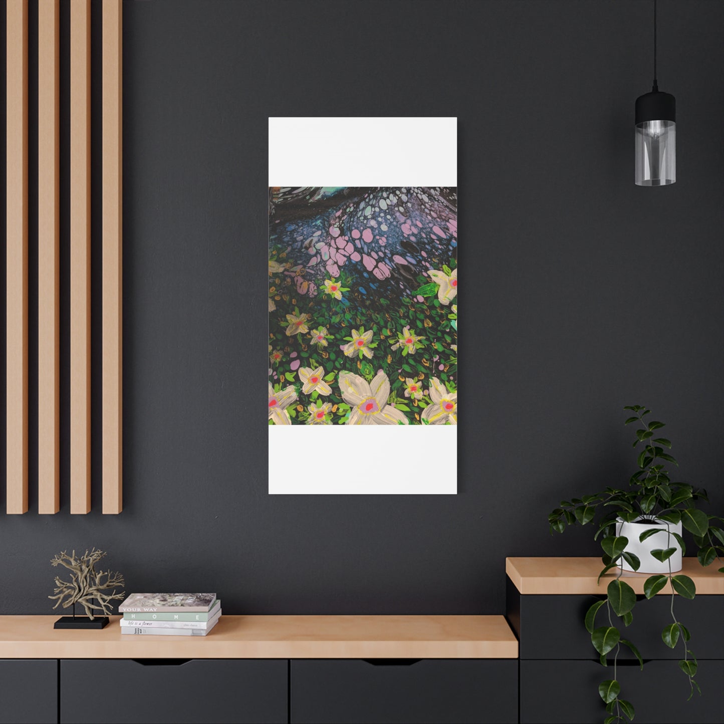 Floetrol&Flowers - Night Pour Garden Matte Canvas Print — Stretched Wall Art