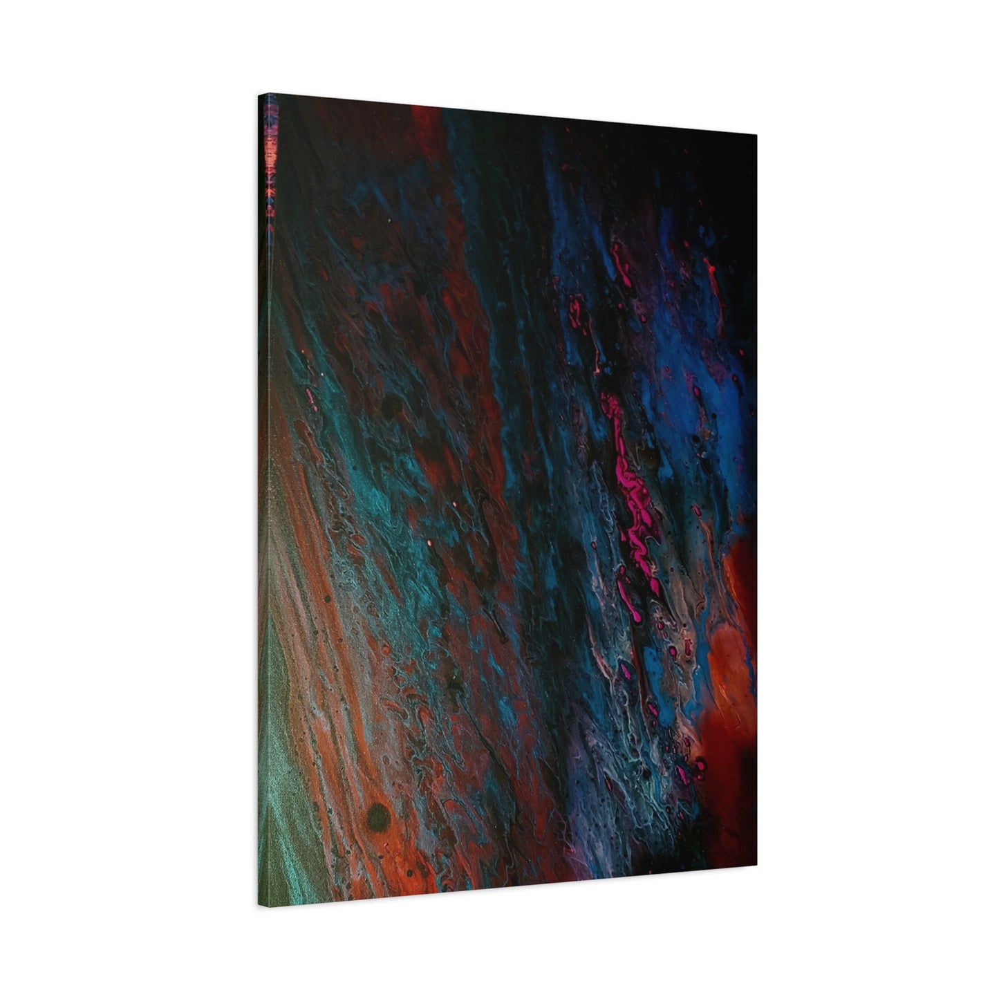 Abstract Fluid Art Canvas Wall Art - Jupiter pour — Vibrant Ocean Night Matte Stretched Canvas