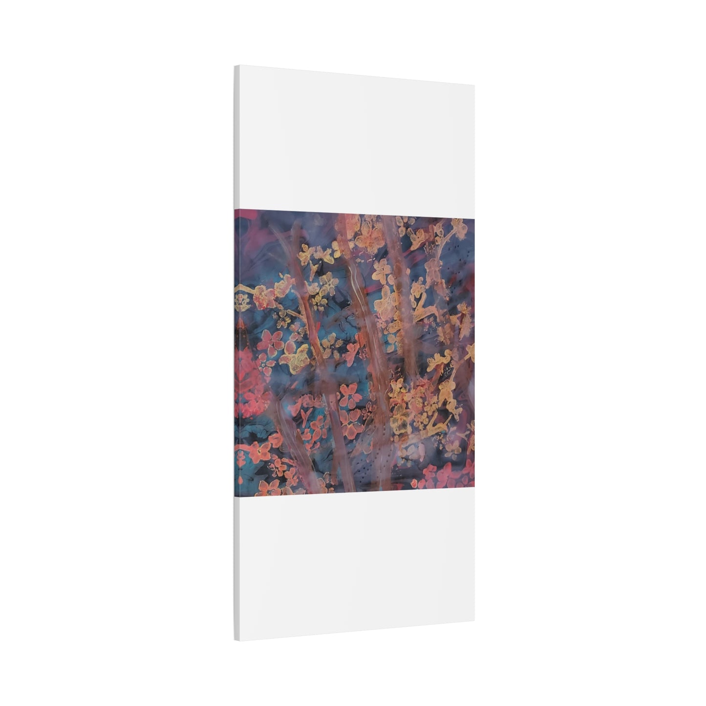 Abstract Floral Canvas Print — Moody Pink & Blue Stretched Wall Art