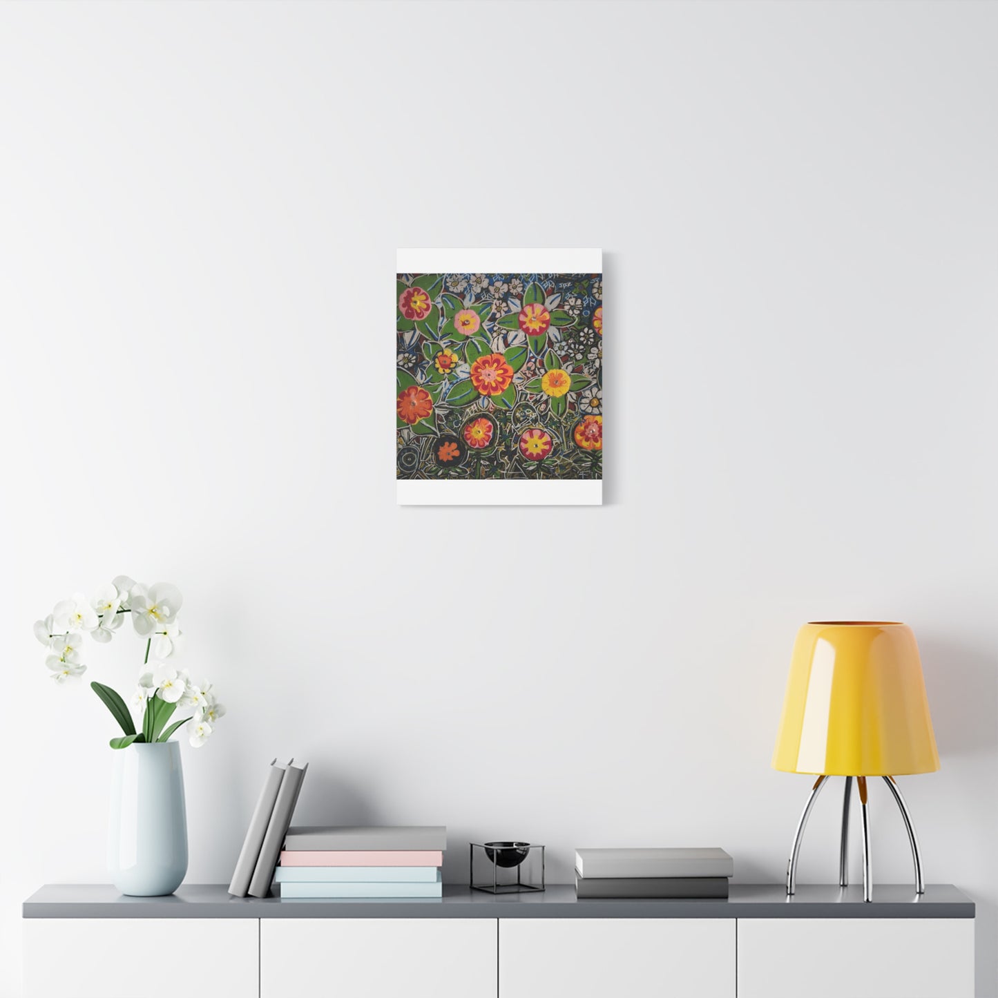 Urban_gardening-04 - Floral Pop Matte Stretched Canvas – Colorful Hand-Painted Garden Wall Art