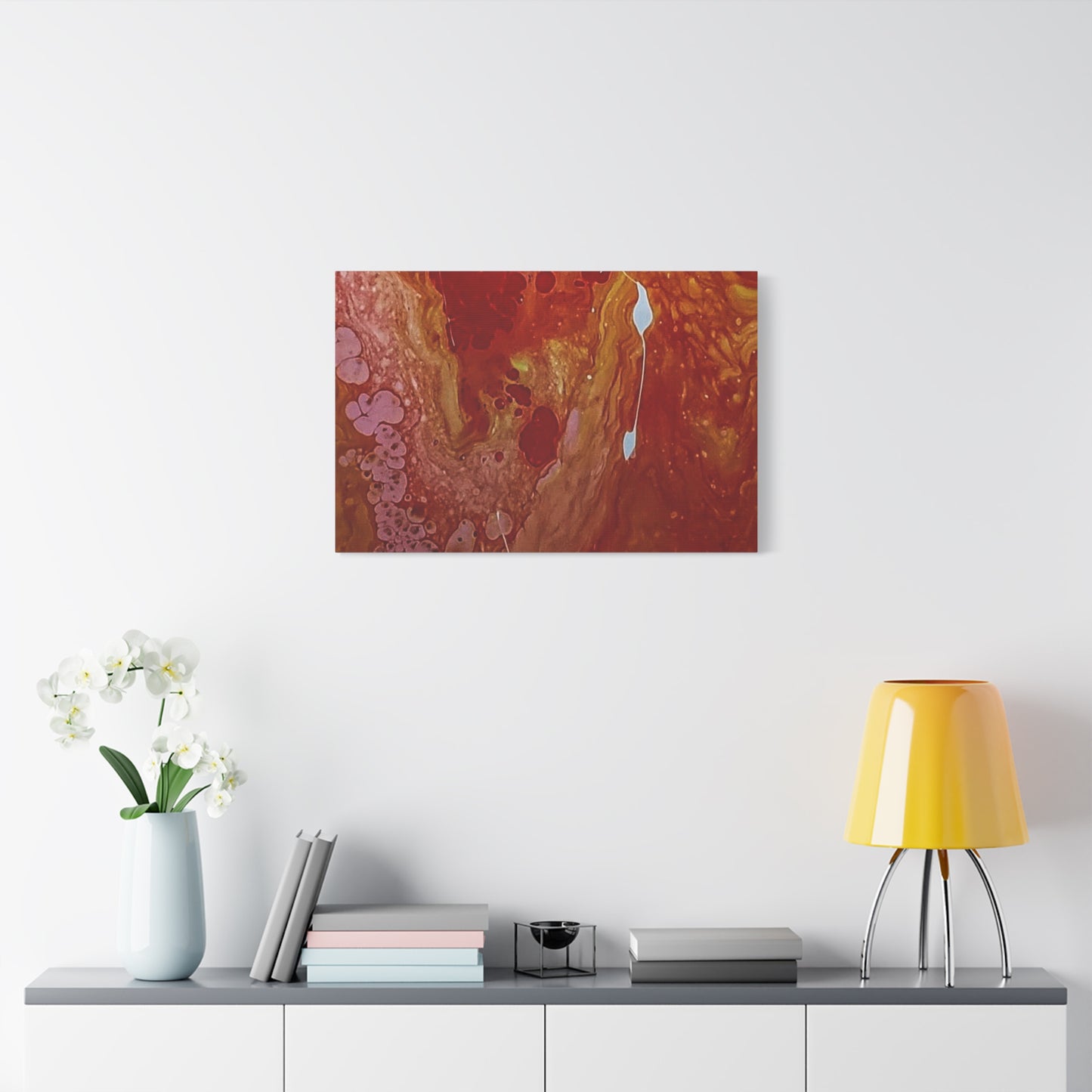 Abstract Red Fluid Art Canvas Print — Matte Stretched Wall Art