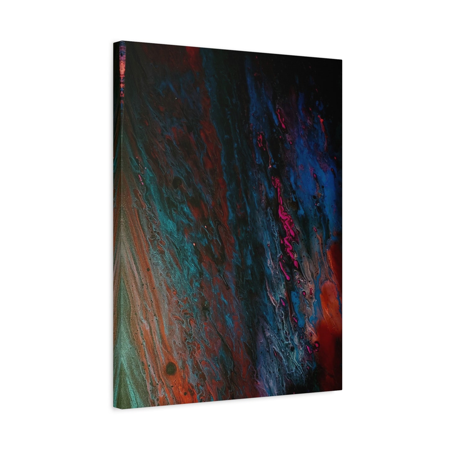 Abstract Fluid Art Canvas Wall Art - Jupiter pour — Vibrant Ocean Night Matte Stretched Canvas