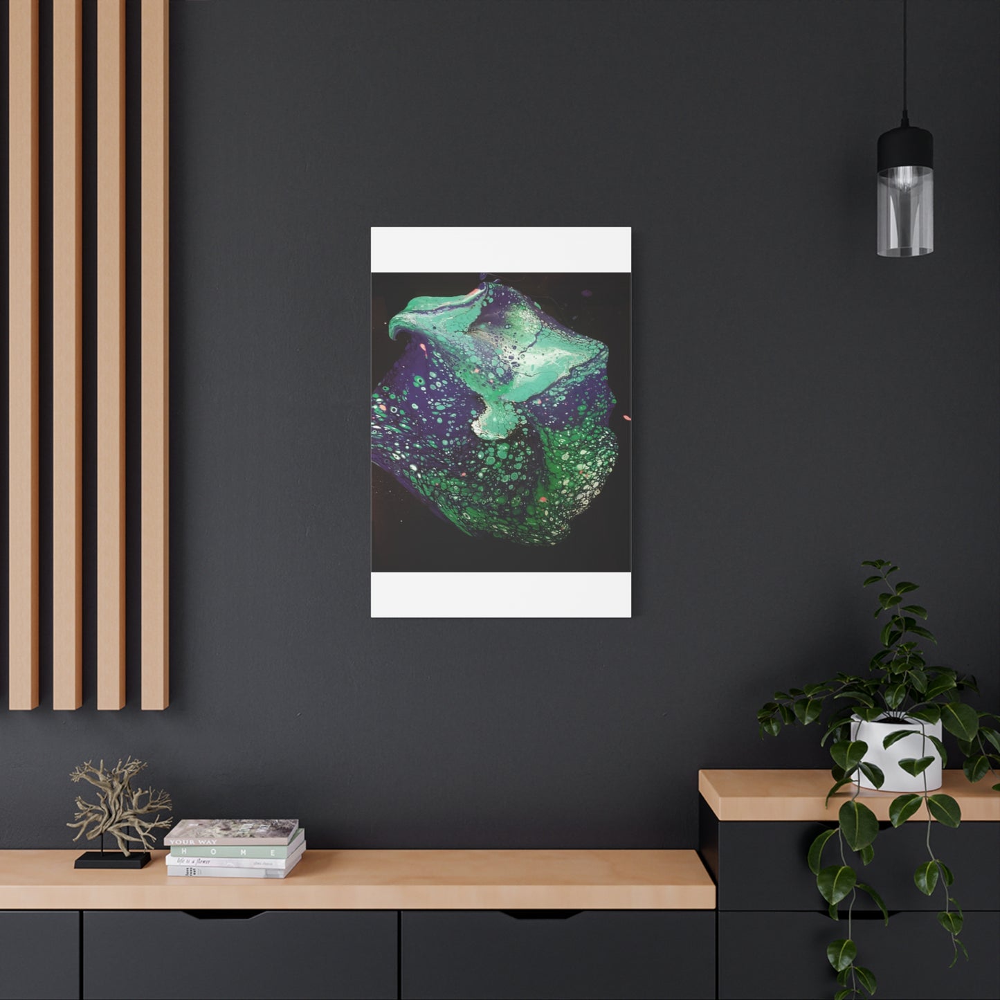 Abstract Green & Teal Fluid Art Canvas Print - Matte Stretched Wall Art