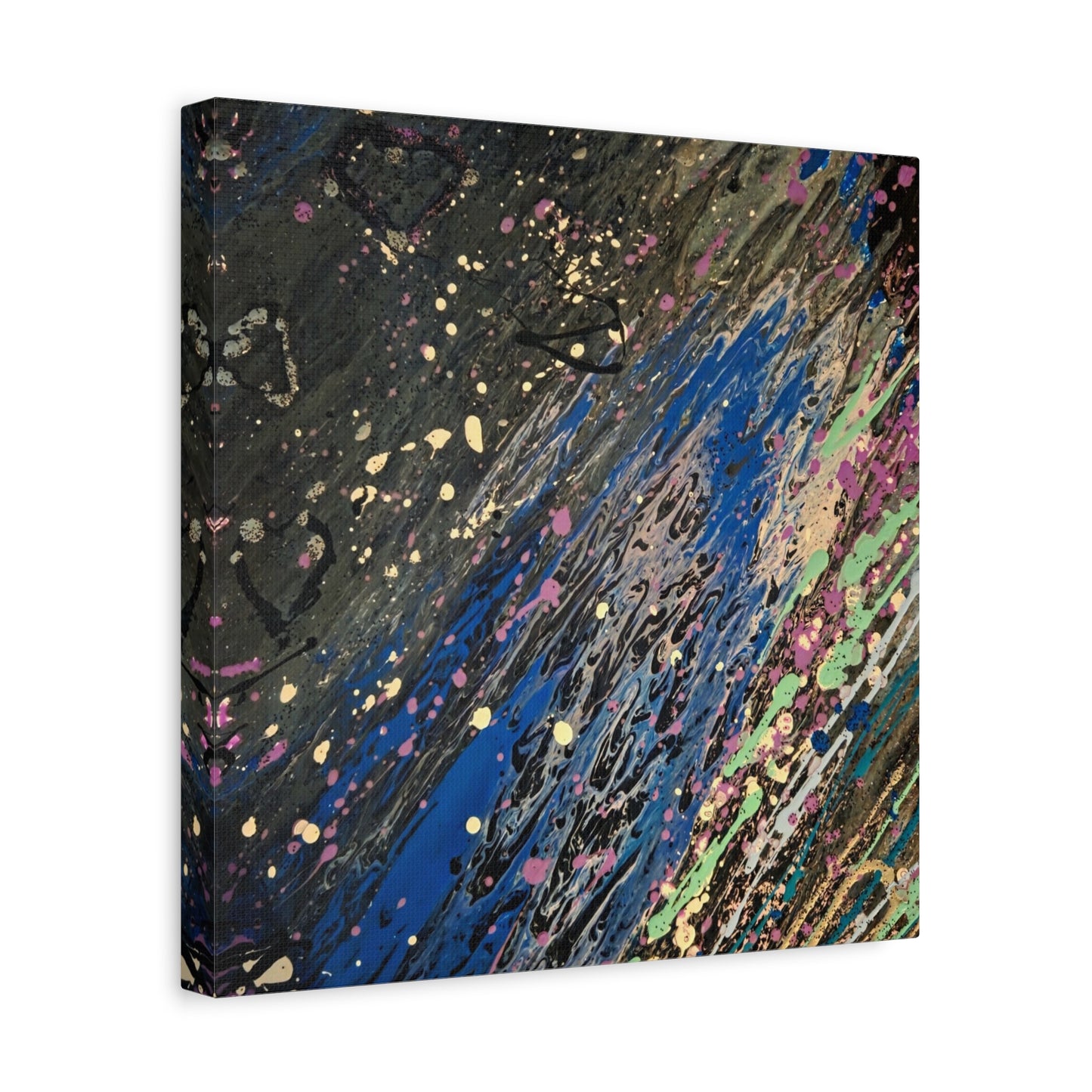 Abstract Splatter Matte Canvas Print — Colorful Fluid Art Wall Decor, Stretched 1.25"