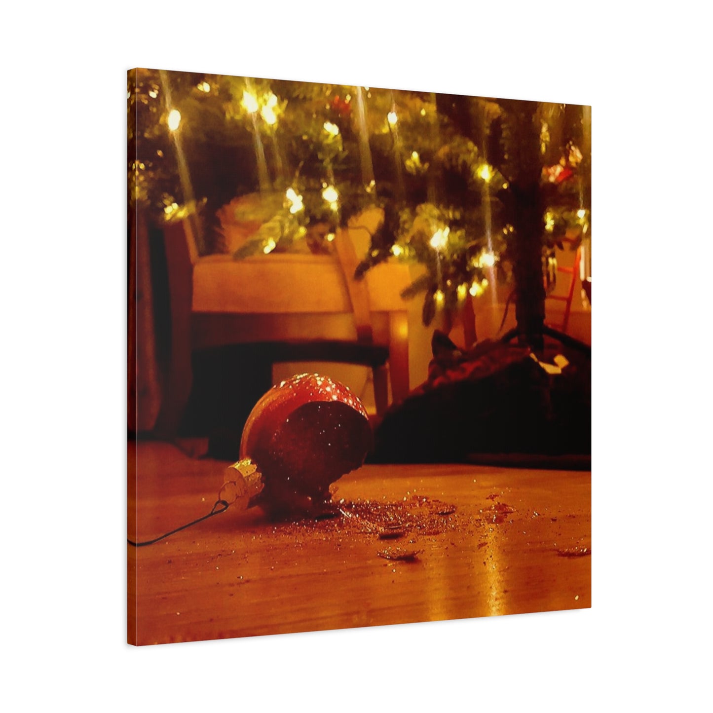 Christmas Tree Ornament Photo Canvas – Cozy Holiday Still Life Wall Art