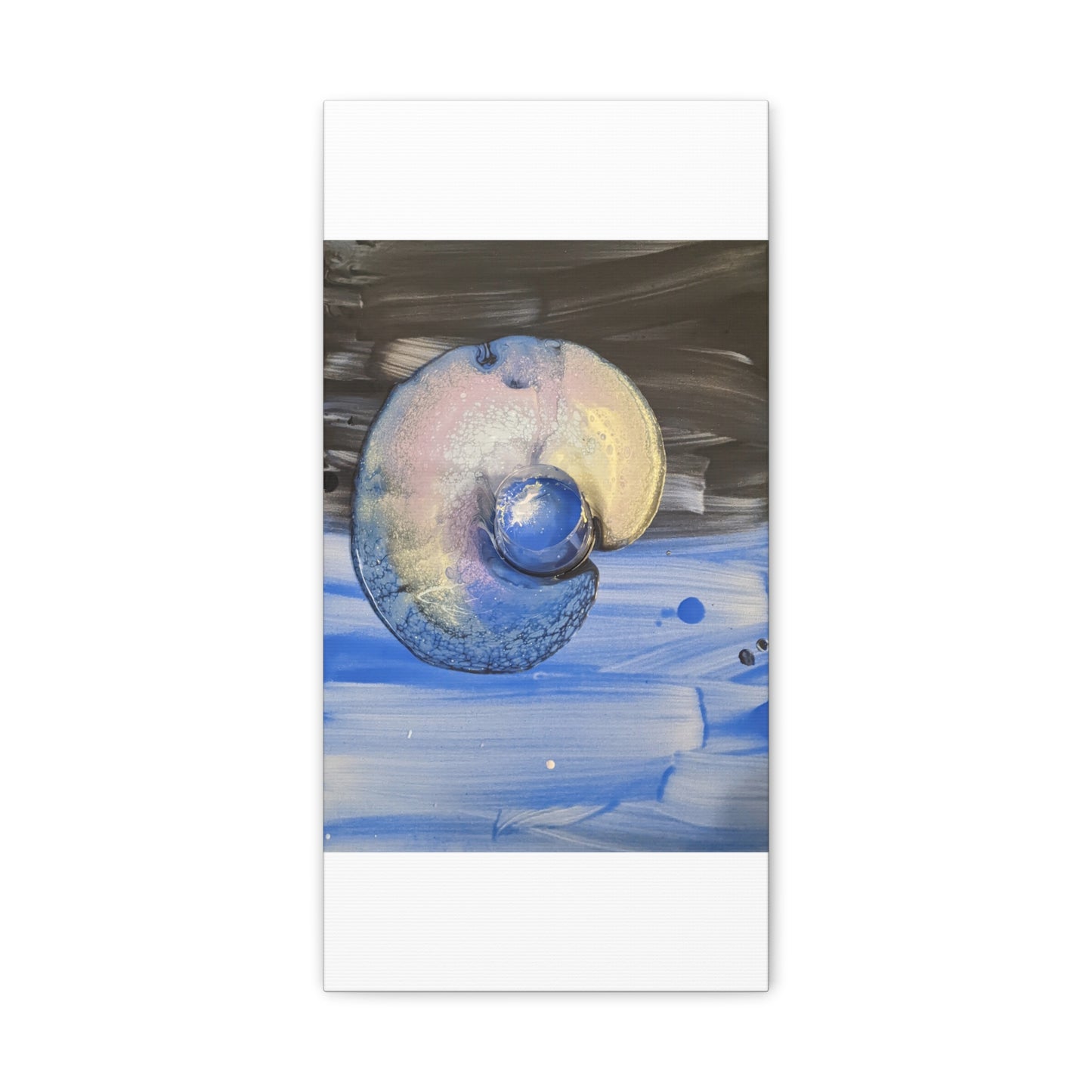 the nautilus - Abstract Blue Spiral Matte Canvas Art - Nautical Coastal Wall Decor
