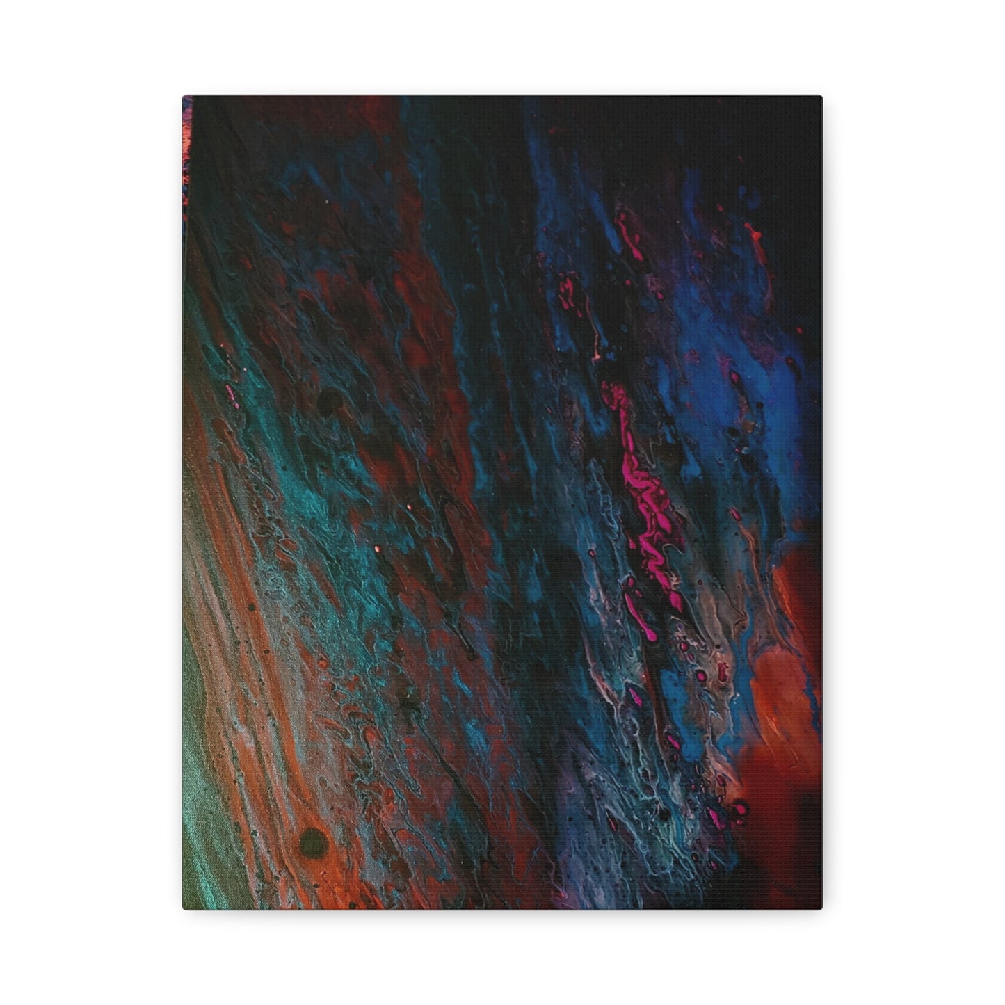 Abstract Fluid Art Canvas Wall Art - Jupiter pour — Vibrant Ocean Night Matte Stretched Canvas