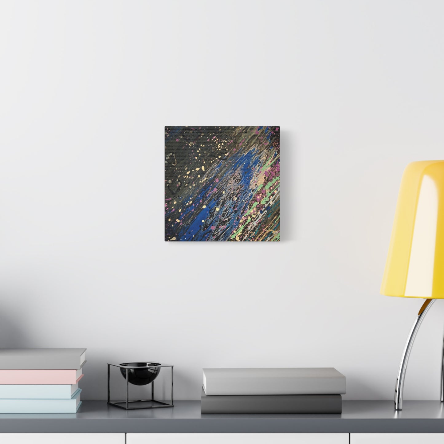 Abstract Splatter Matte Canvas Print — Colorful Fluid Art Wall Decor, Stretched 1.25"