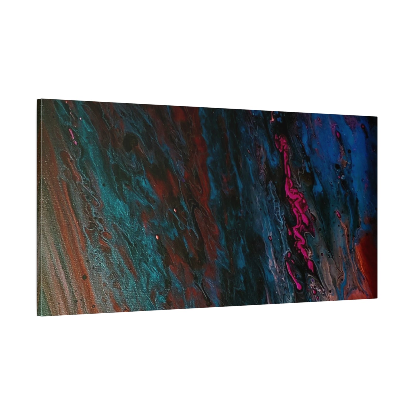 Abstract Fluid Art Canvas Wall Art - Jupiter pour — Vibrant Ocean Night Matte Stretched Canvas