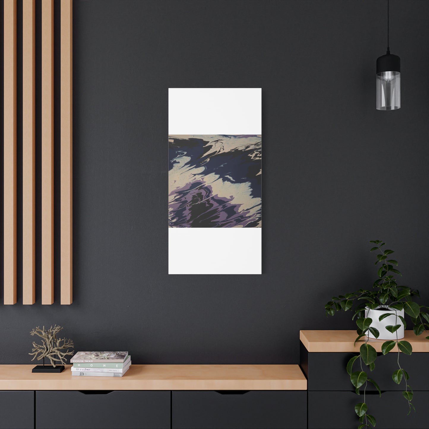 Abstract Navy & Lavender Wave Matte Stretched Canvas (1.25")