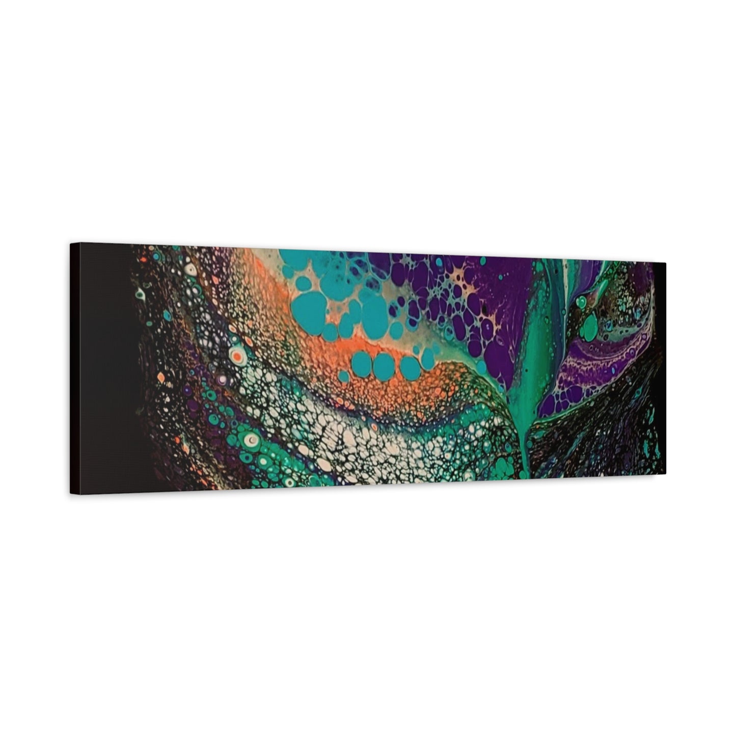 Abstract Fluid Art Canvas Print — Teal, Purple & Gold Swirl Matte Stretched Wall Art
