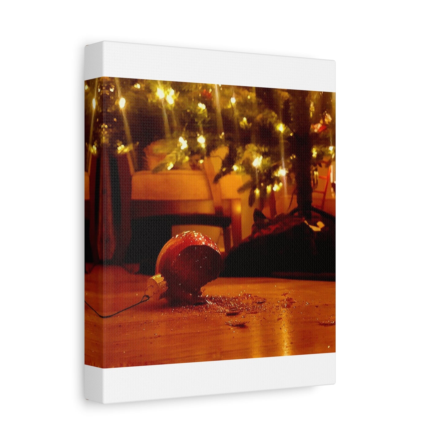 Christmas Tree Ornament Photo Canvas – Cozy Holiday Still Life Wall Art