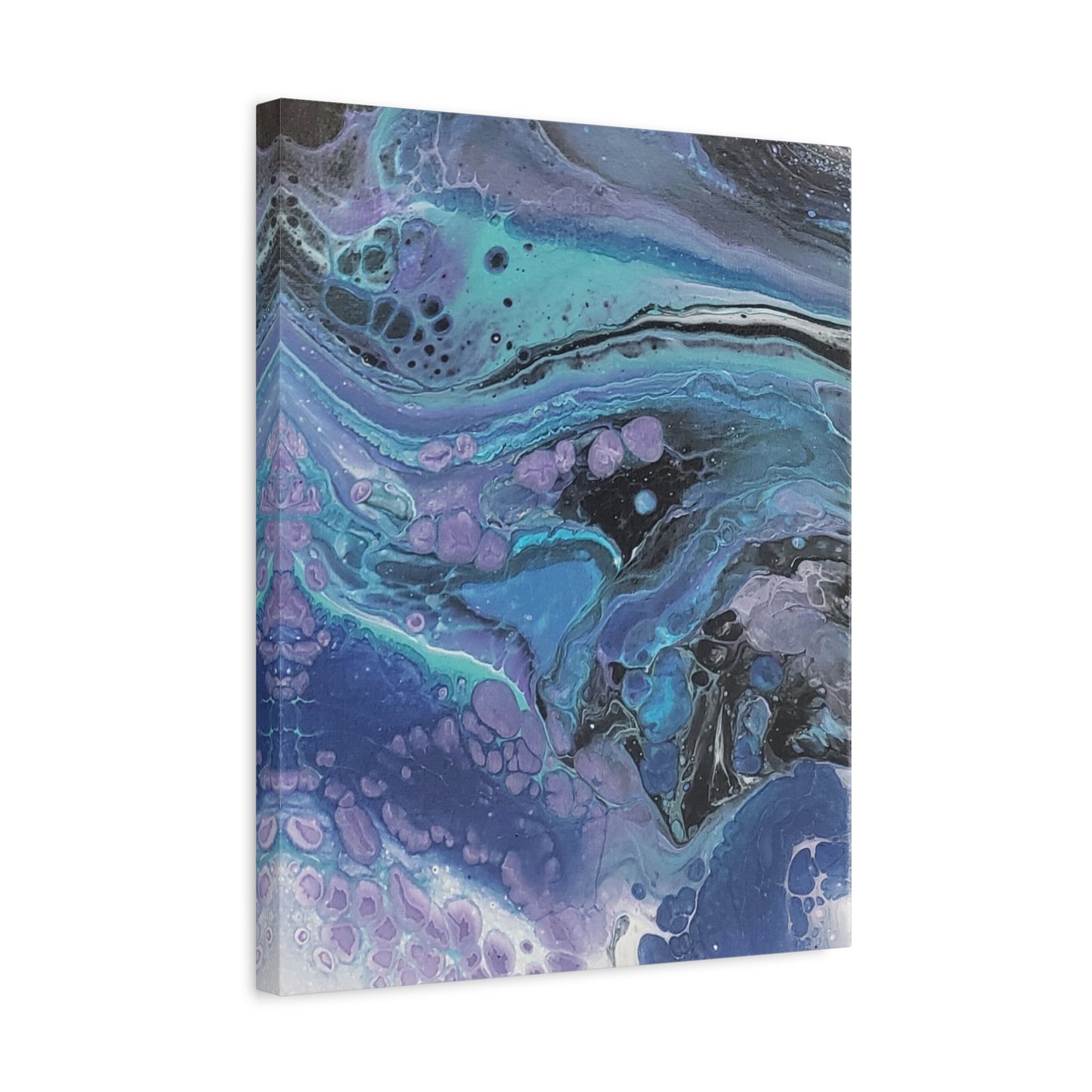 Abstract Ocean Wave Matte Canvas Print — Blue & Purple Fluid Art, Stretched 1.25"