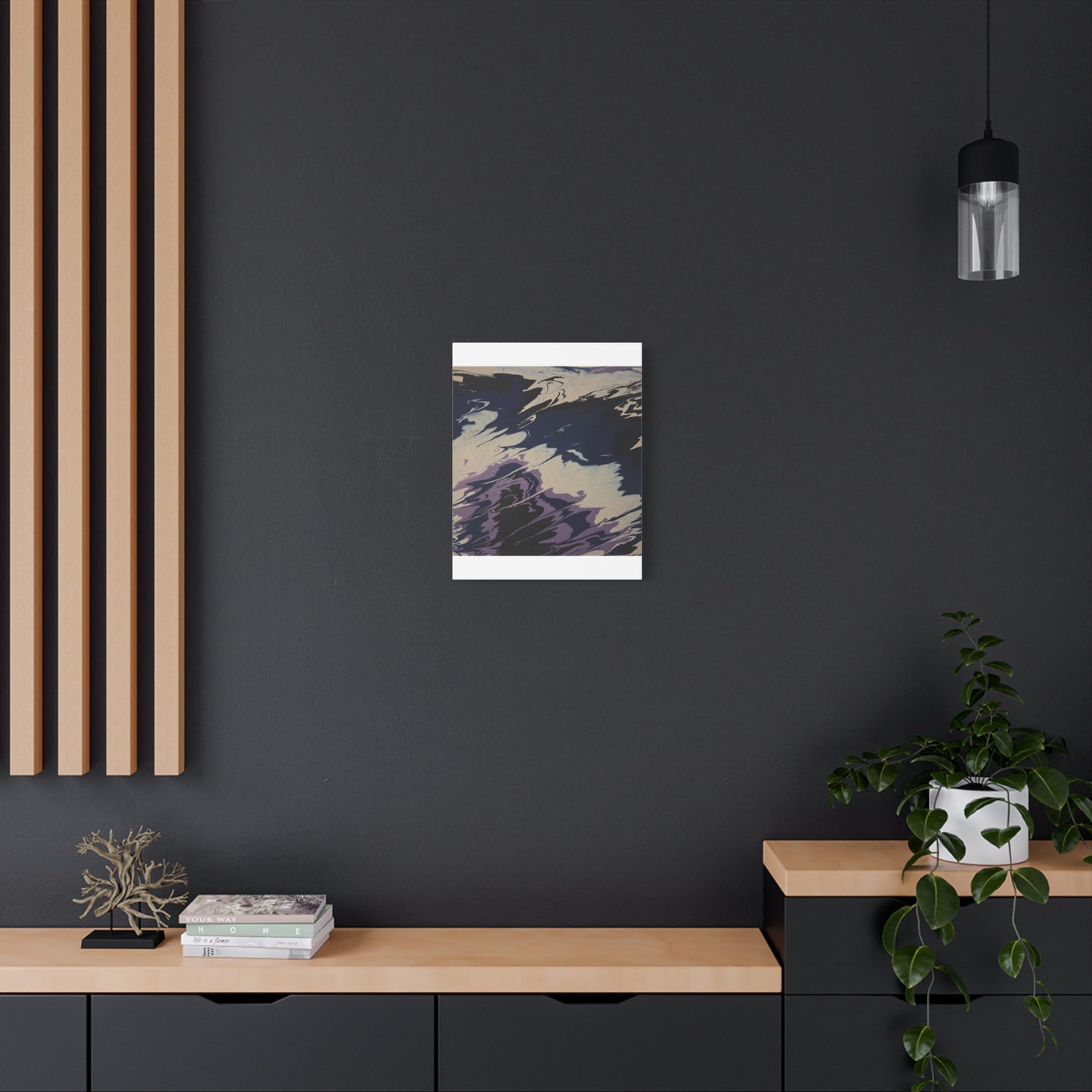 Abstract Navy & Lavender Wave Matte Stretched Canvas (1.25")