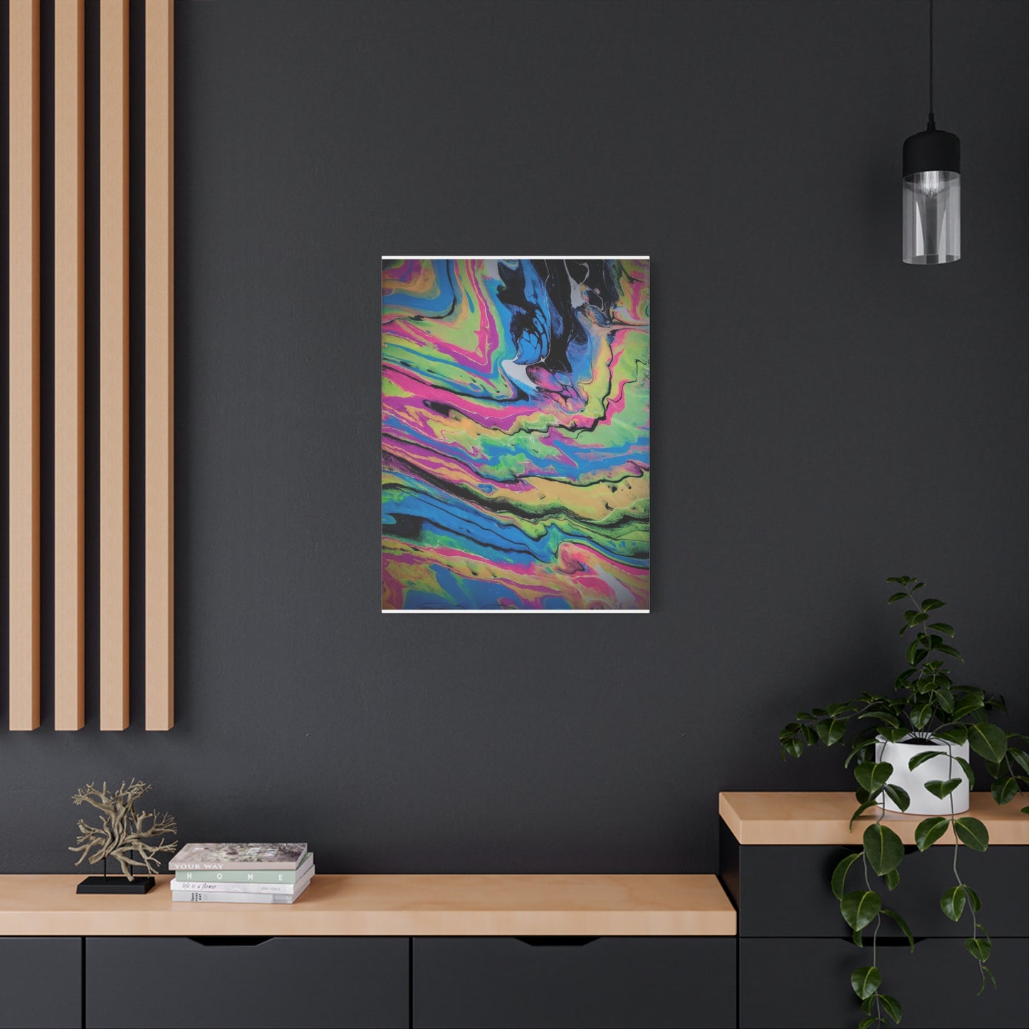 Abstract Neon Fluid Art Canvas Print — Vibrant Psychedelic Wall Decor