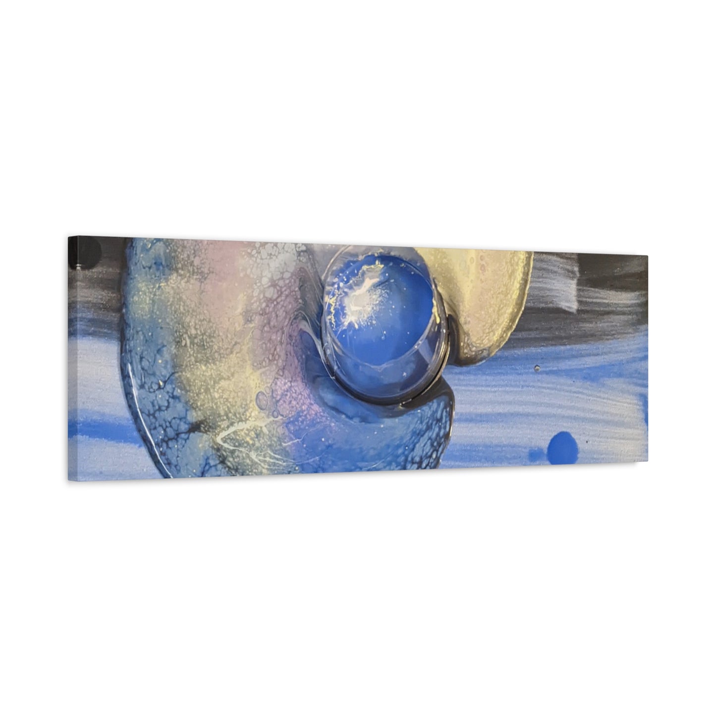 the nautilus - Abstract Blue Spiral Matte Canvas Art - Nautical Coastal Wall Decor