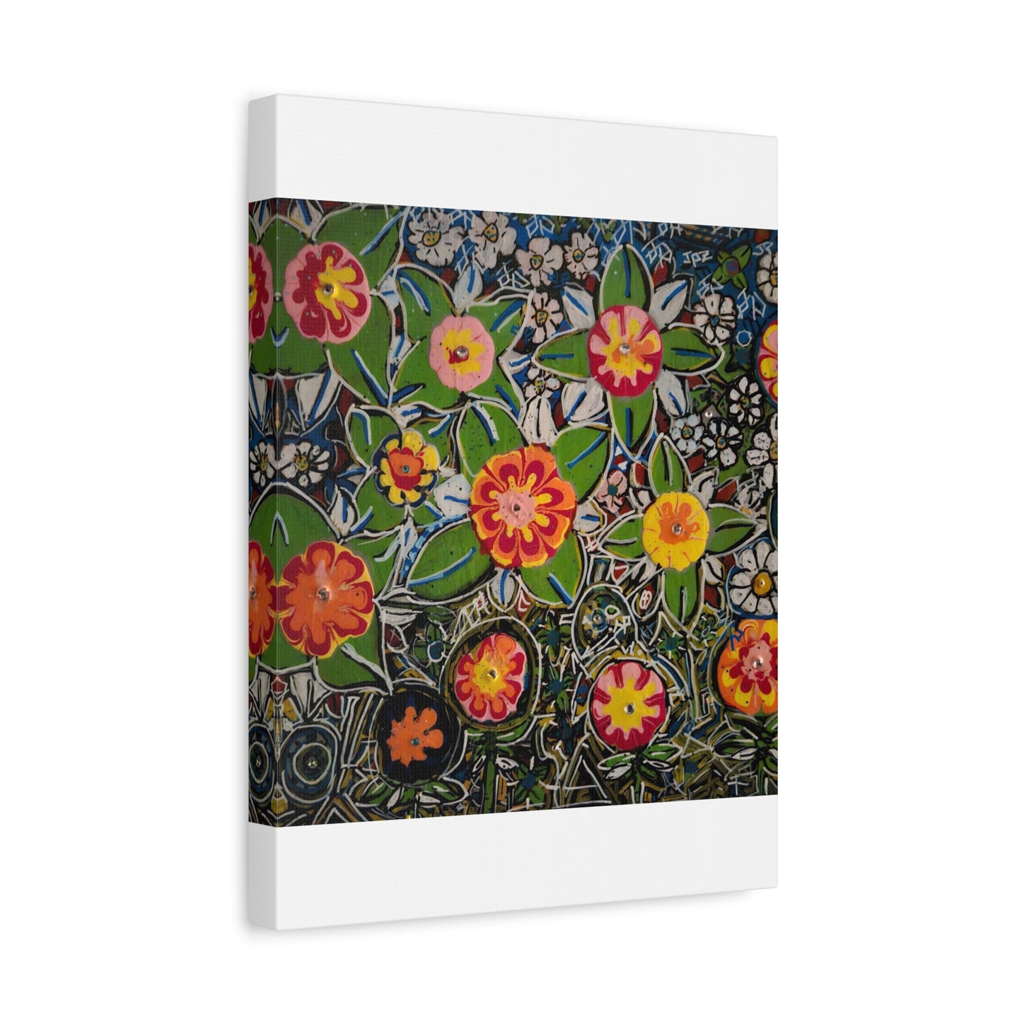 Urban_gardening-04 - Floral Pop Matte Stretched Canvas – Colorful Hand-Painted Garden Wall Art