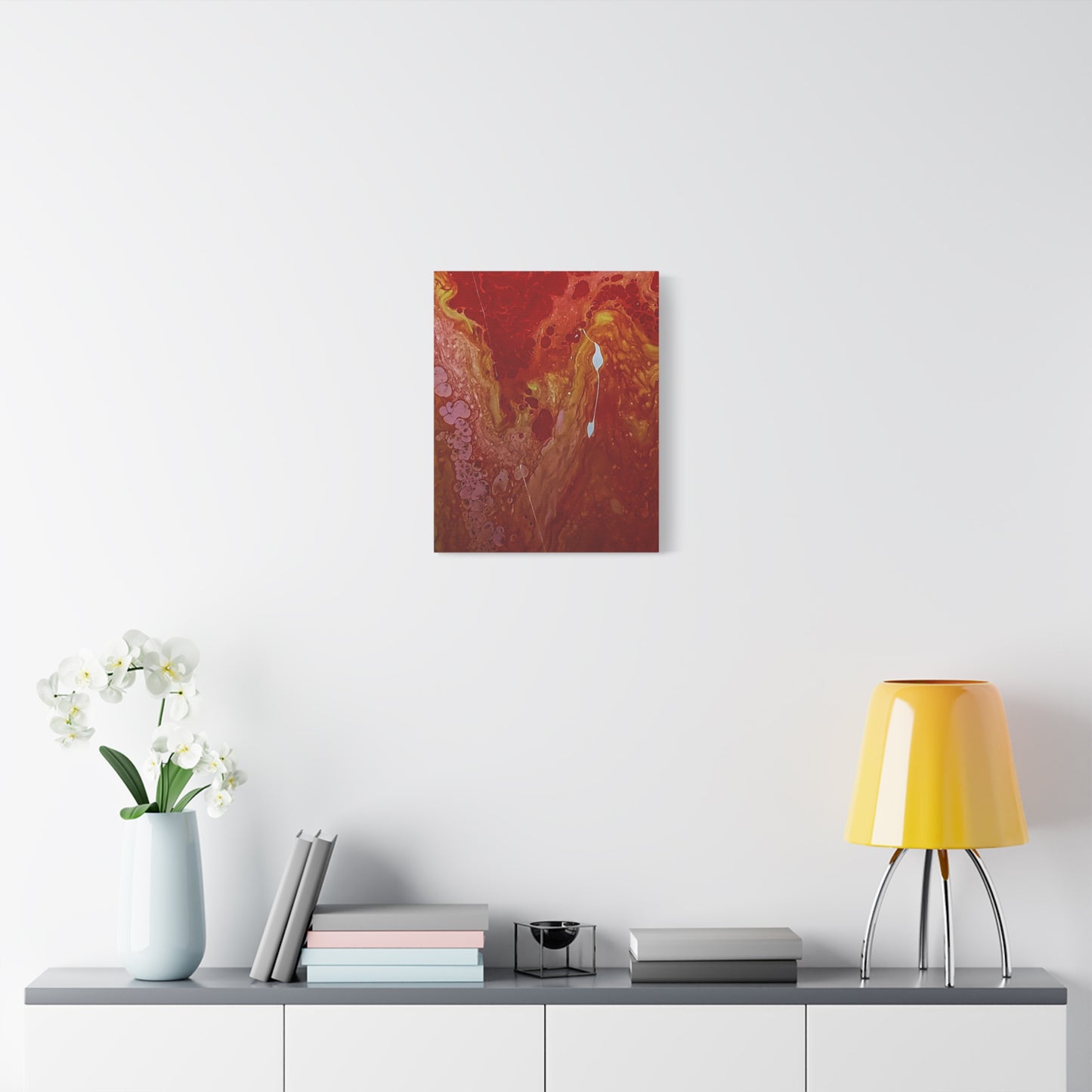 Abstract Red Fluid Art Canvas Print — Matte Stretched Wall Art