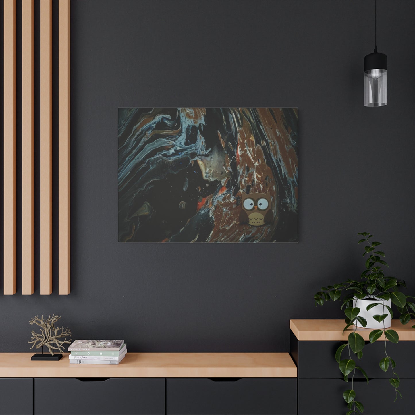 Abstract Swirl Owl Matte Canvas Print