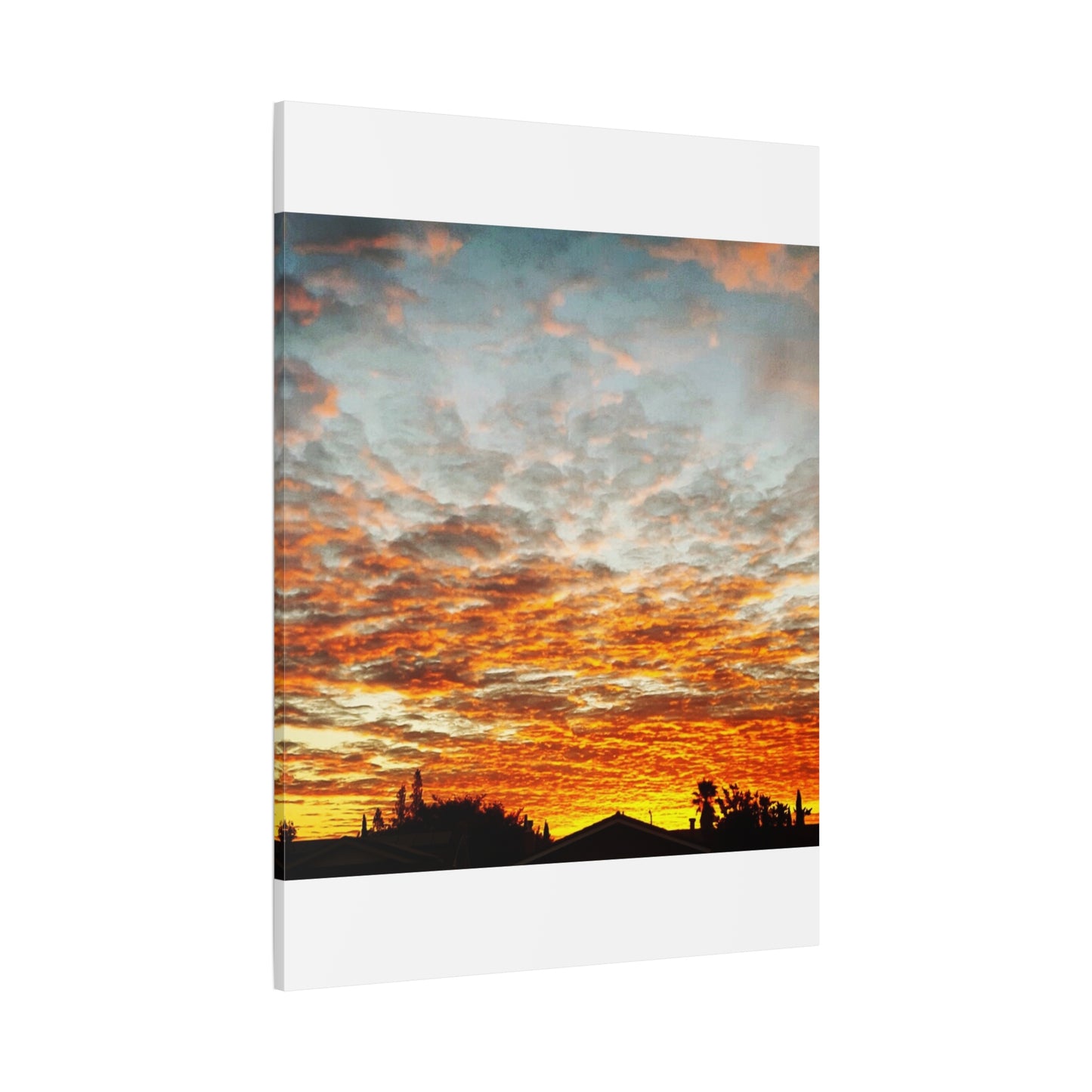 Sunset Sky Canvas Print — Orange Cloudscape Matte Stretched Wall Art