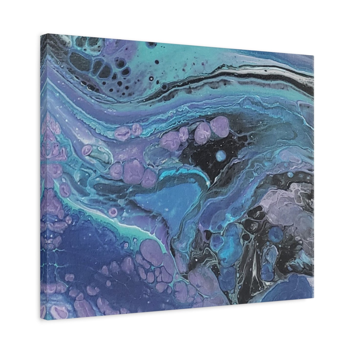 Abstract Ocean Wave Matte Canvas Print — Blue & Purple Fluid Art, Stretched 1.25"
