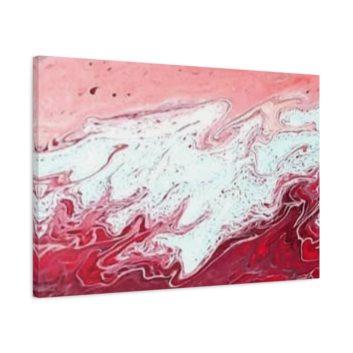 Abstract Pink & Red Fluid Art Canvas — Matte Stretched Wall Art