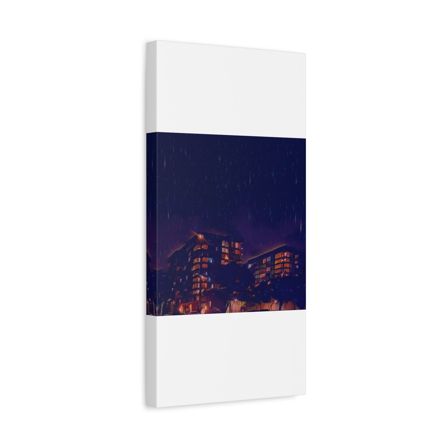Neon Percipitation @ night - Canvas Print — Moody Urban Wall Art