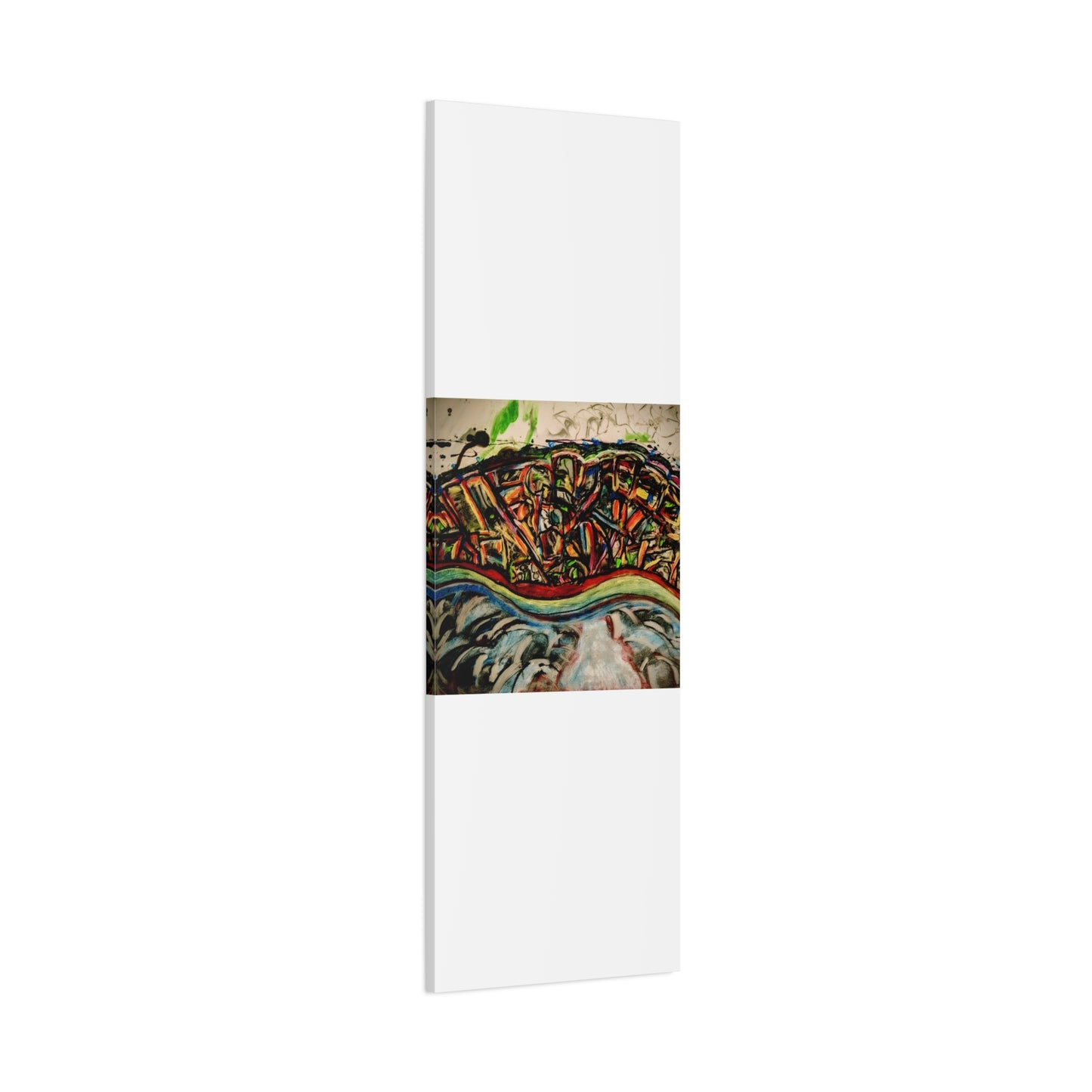 Acrylic_inequalities - Abstract Coastal Cityscape Canvas — Vibrant Ocean Wave Wall Art