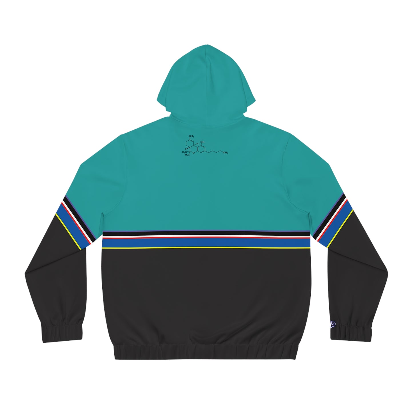 shark_city :: Teal & Black Stripe Zip Hoodie with Minimal Leaf Logo
