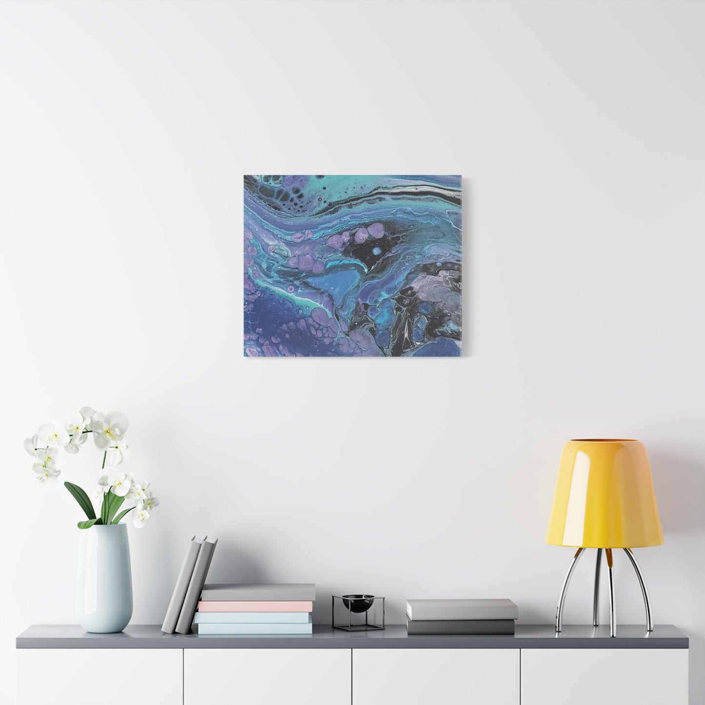 Abstract Ocean Wave Matte Canvas Print — Blue & Purple Fluid Art, Stretched 1.25"