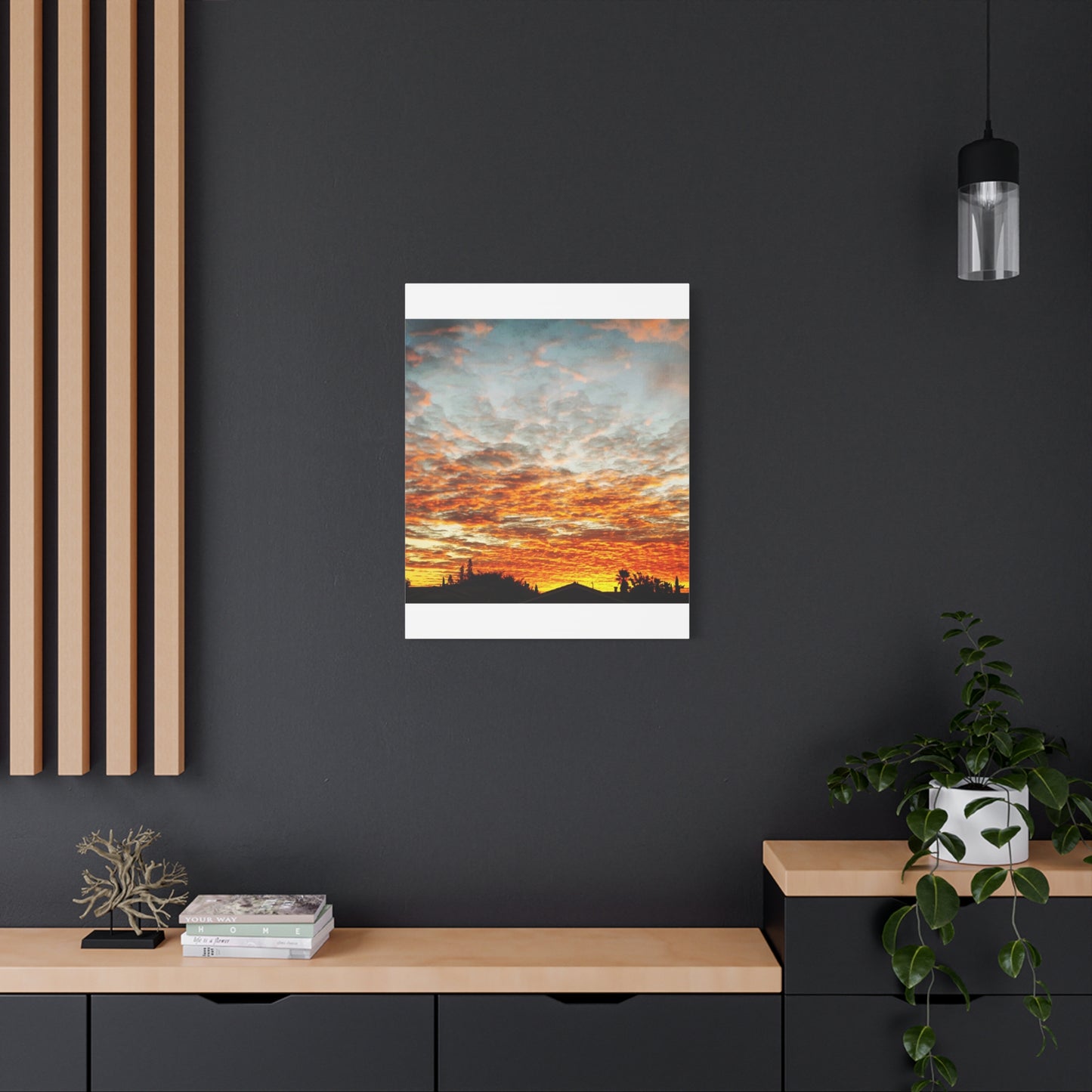 Sunset Sky Canvas Print — Orange Cloudscape Matte Stretched Wall Art