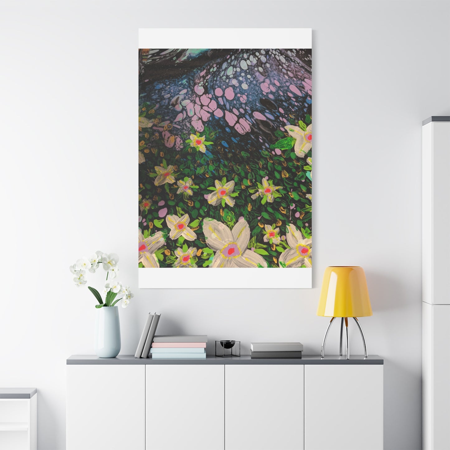 Floetrol&Flowers - Night Pour Garden Matte Canvas Print — Stretched Wall Art