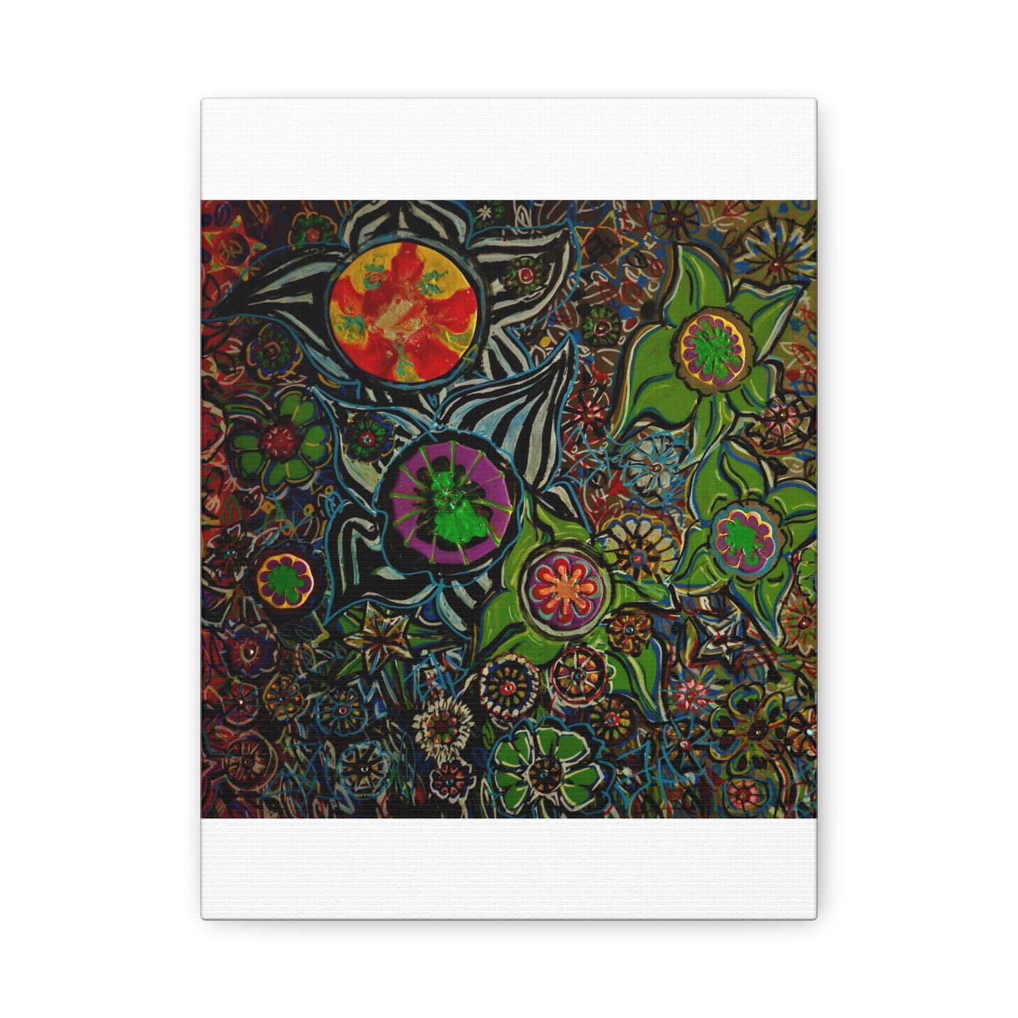 Urban_gardening-03 - Psychedelic Floral Canvas Print — Vibrant Abstract Garden Wall Art