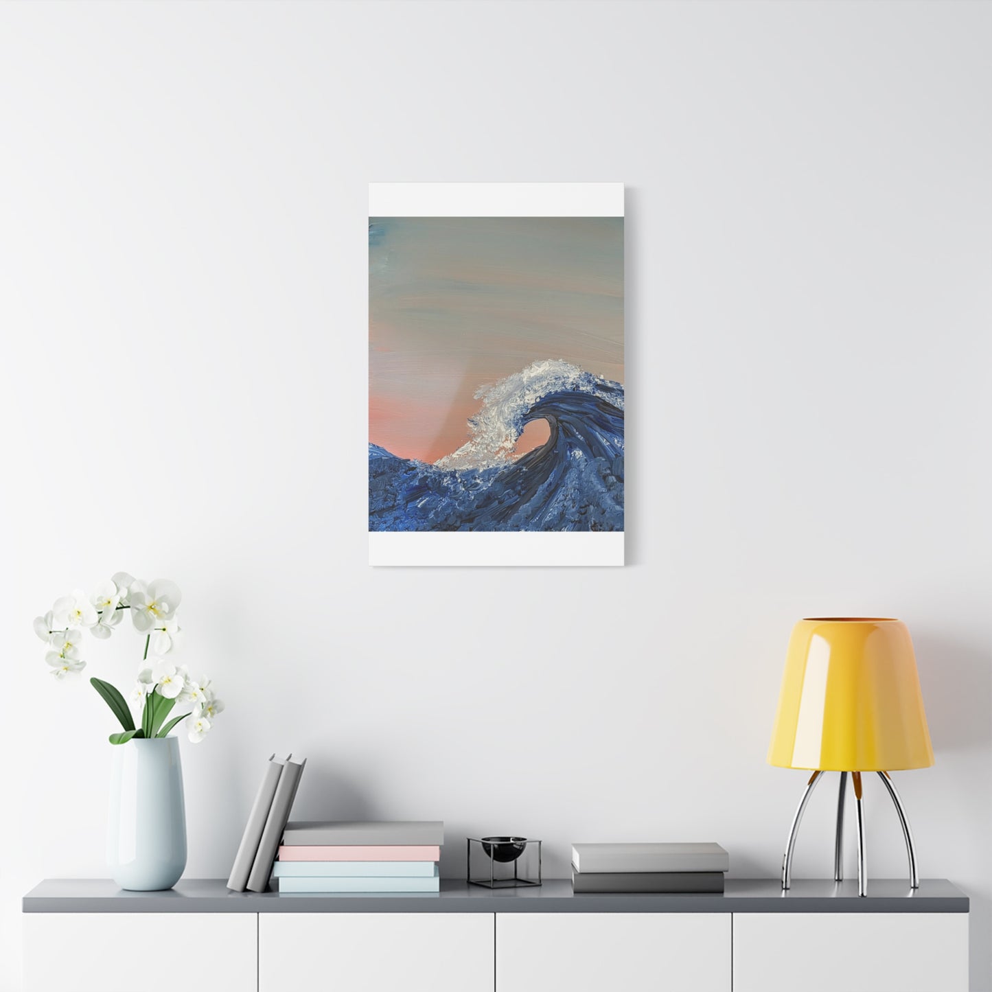 California_Coast - Ocean Wave Canvas Art — Blue Wave Seascape Matte Stretched Canvas