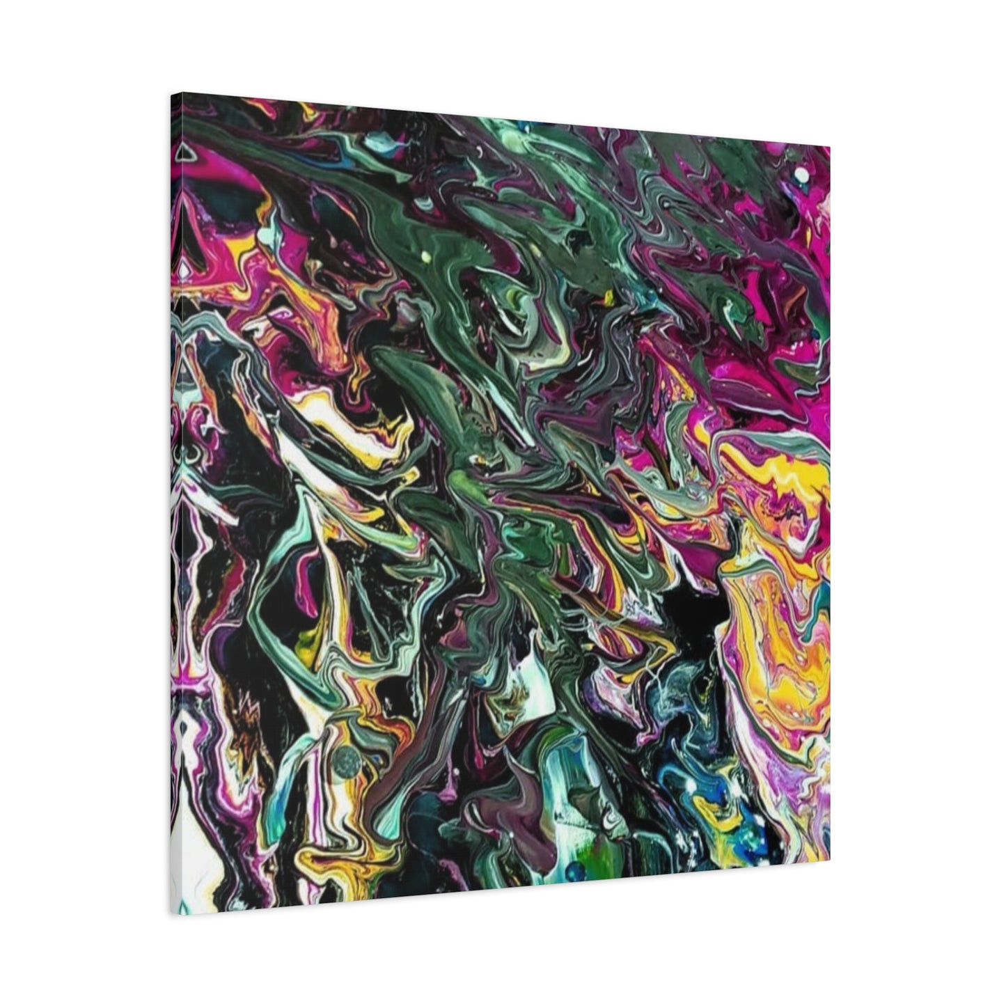 chaos in the garden - Abstract Fluid Art Matte Canvas Print - Colorful Swirl Wall Art